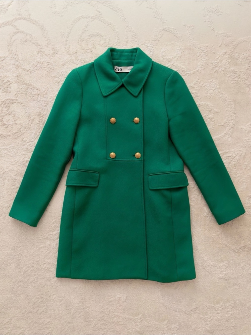 Zara Buttoned Tailored Coat in Apple Green